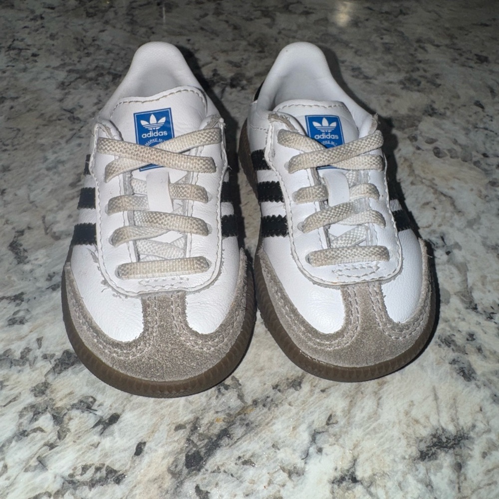 Adidas Kids White and Gray Sneakers